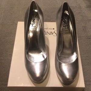 Yves saint laurent tribtoo 80 pump silver